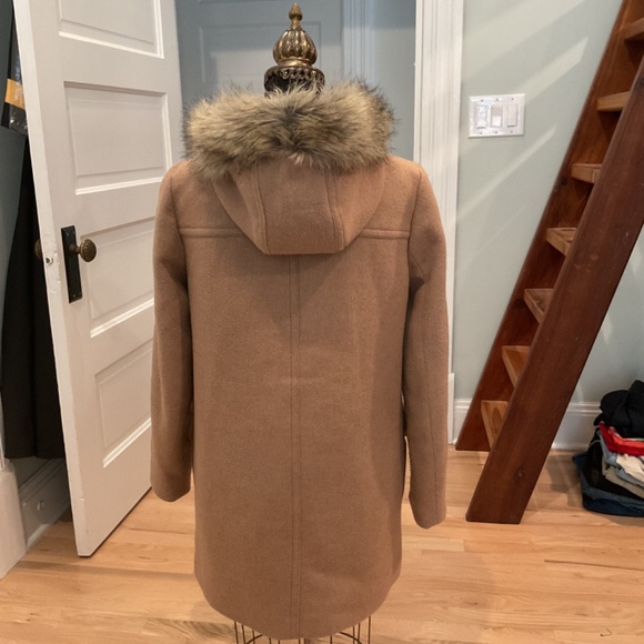 J Crew Factory Coat Faux Fur Hood Size 4 - Picture 11 of 14